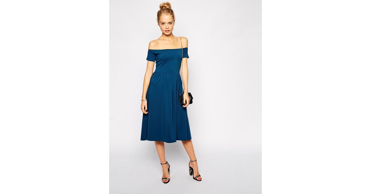 blue bardot skater dress