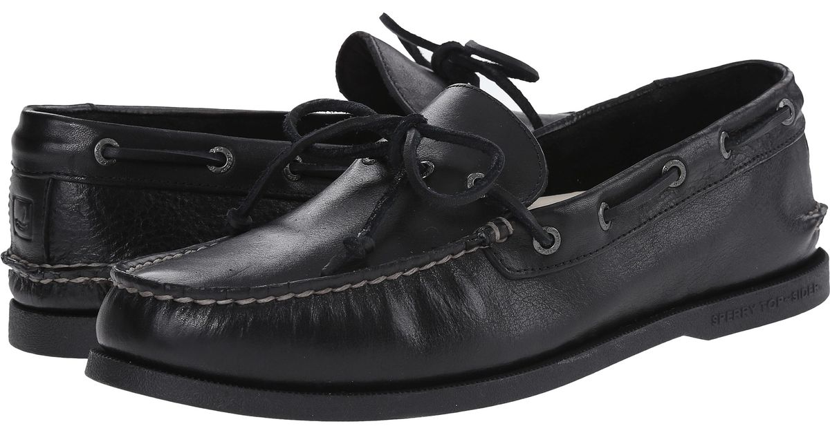 sperry black leather shoes