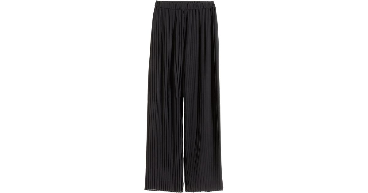 H&M Synthetic Pleated Trousers in Black - Lyst