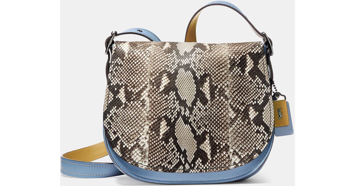 Lyst Coach Saddle Bag In Python Blue