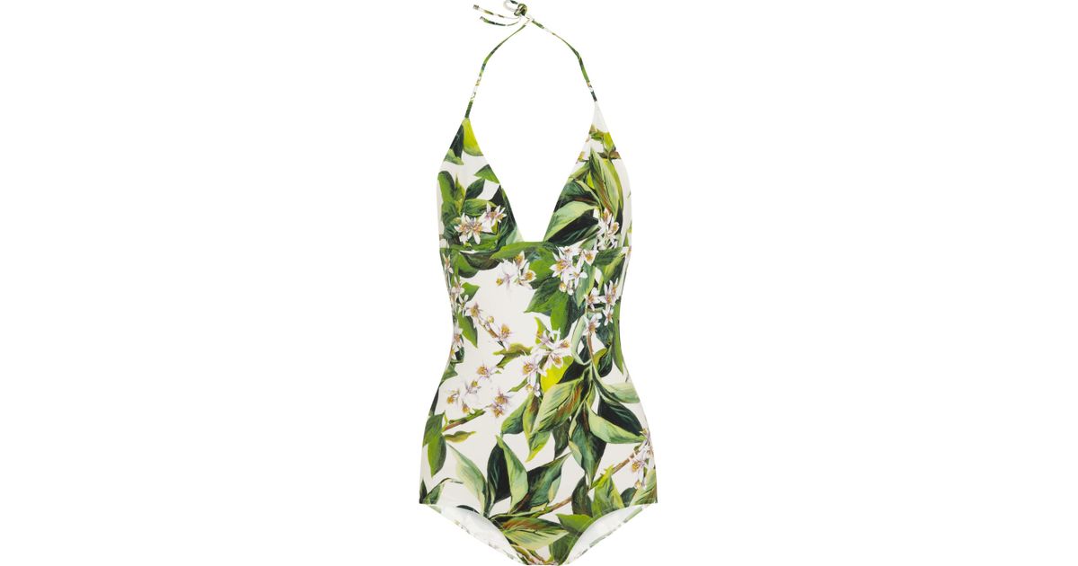 Dolce & Gabbana Zaraga Blossonprint Swimsuit in Green - Lyst