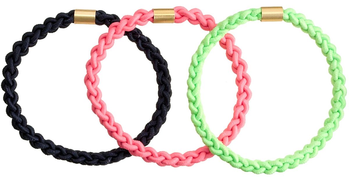 J Crew Braided Hair Tie Threepack In Green Lyst
