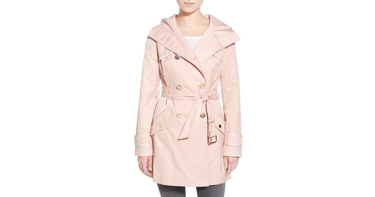 double breasted hooded trench coat