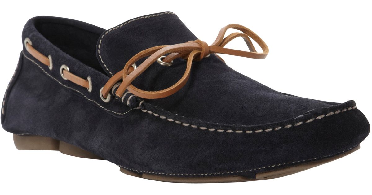 Dune Beachy Suede Driver Shoes in Navy 