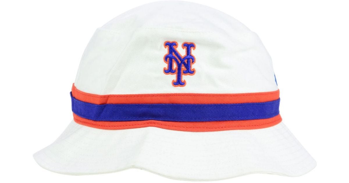 47 Brand New York Mets Striped Bucket Hat in White | Lyst