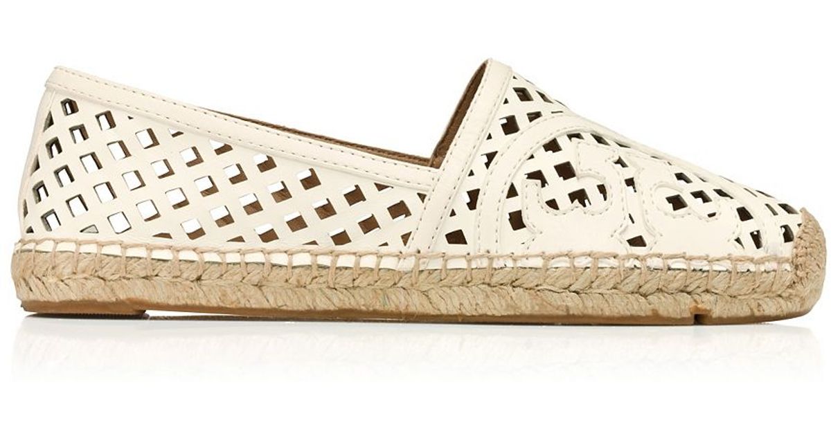 tory burch perforated logo flat espadrille