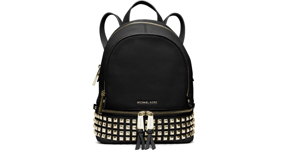 MICHAEL Michael Kors Rhea Mini Studded Leather Backpack in Black - Lyst
