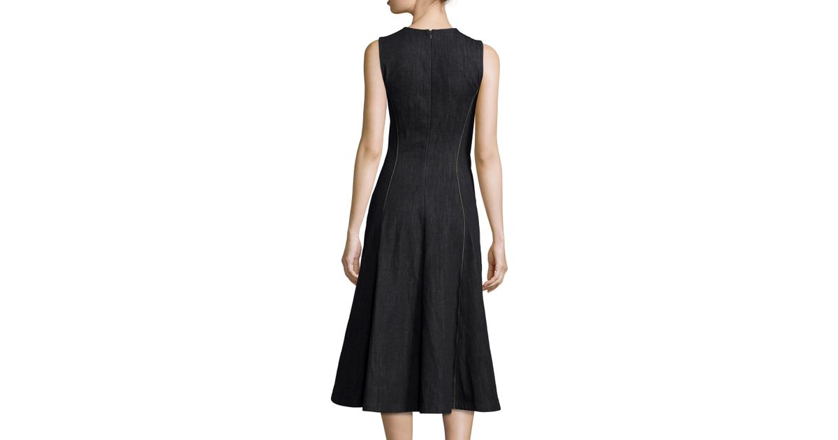 Lyst Ralph Lauren Collection Sleeveless Denim A Line Dress In Black