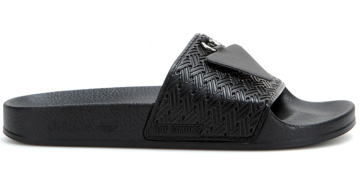 adidas By Raf Simons Adilette Pendant Rubber Slides in Black - Lyst