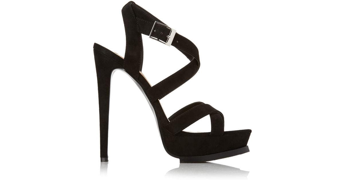 black strappy platform heels