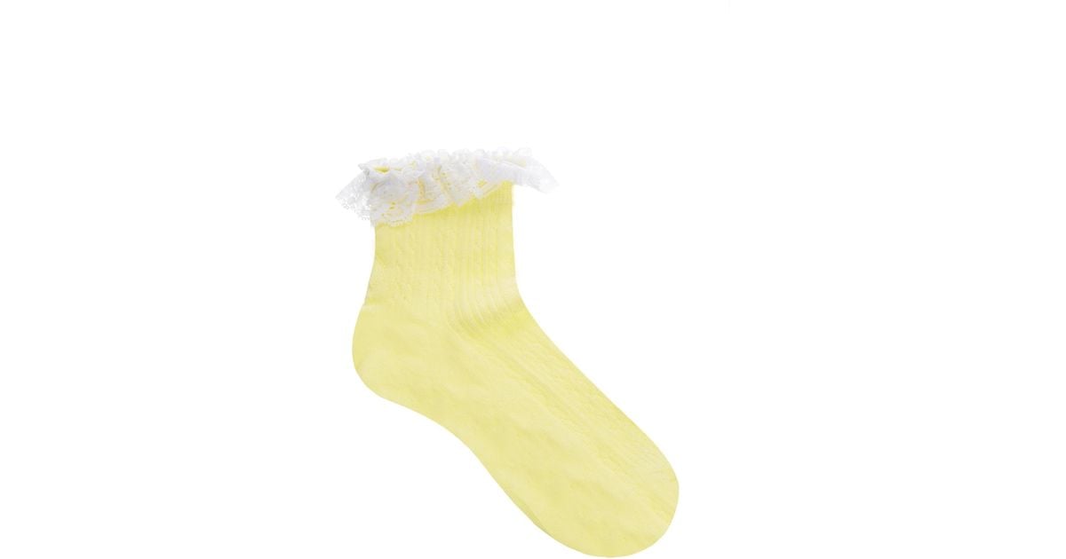 ASOS Lace Trim Ankle Socks in Lemon (Yellow) Lyst