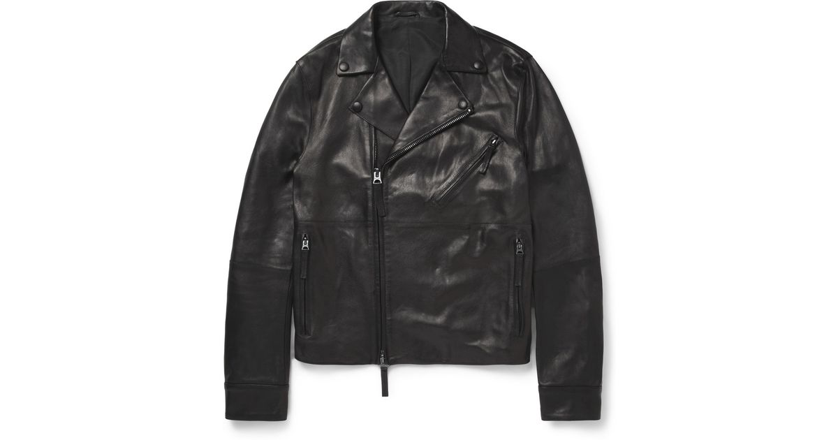 Acne Studios Black Oscar Leather Biker Jacket For Men