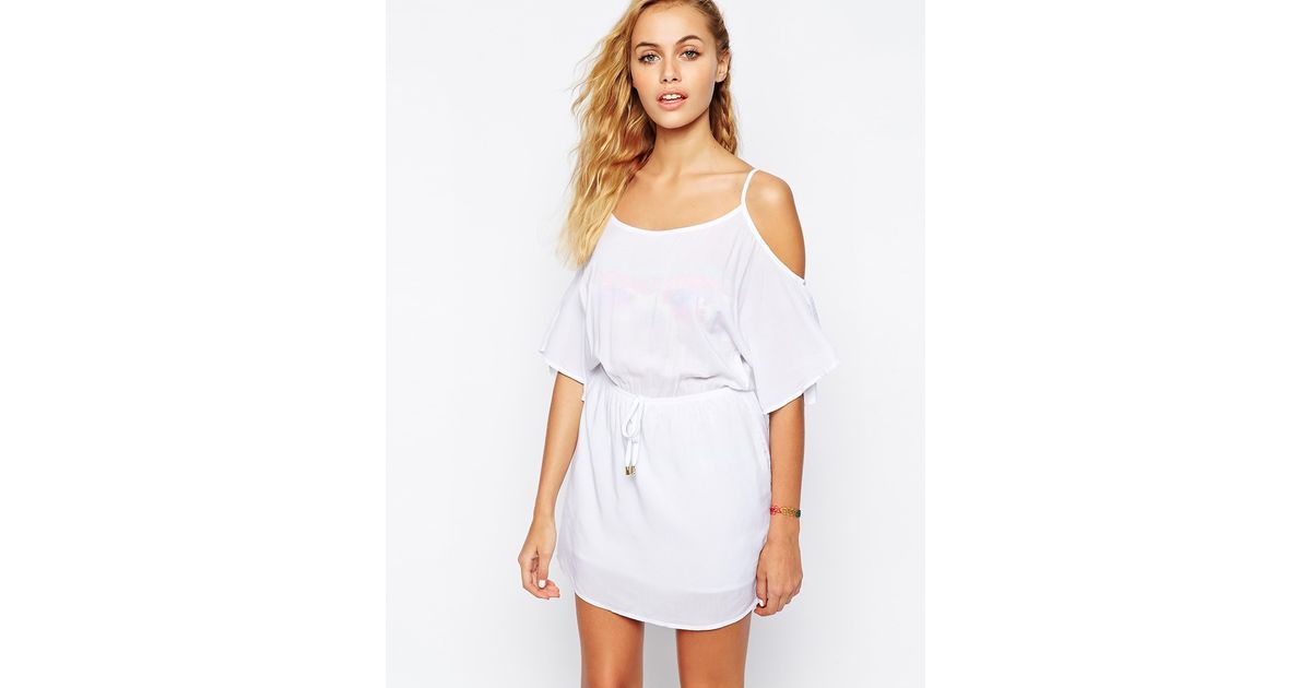 white off the shoulder beach dress