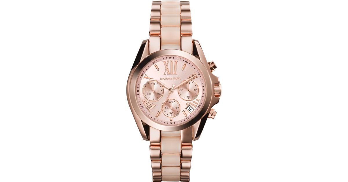 Michael Kors Women'S Chronograph Mini Bradshaw Blush And Rose Gold-Tone  Stainless Steel Bracelet Watch 36Mm Mk6066 in Pink - Lyst
