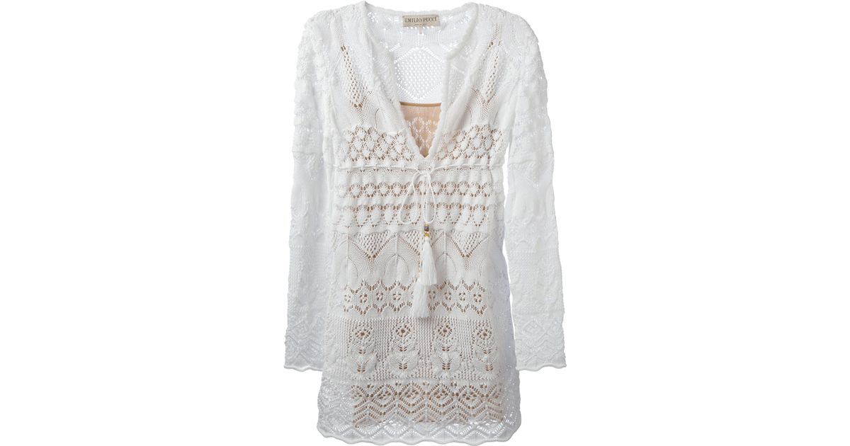 Emilio Pucci Crochet Dress In White Lyst