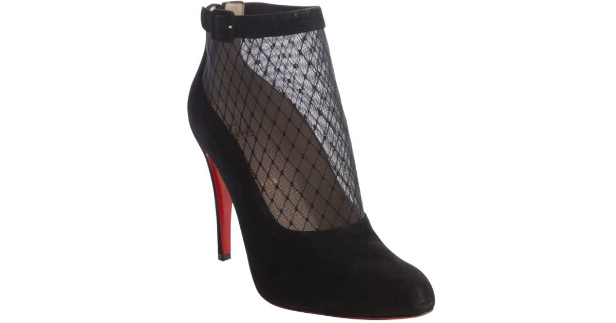 fake men christian louboutin - Christian louboutin Black Suede Trimmed Sheer Mesh Accent ...