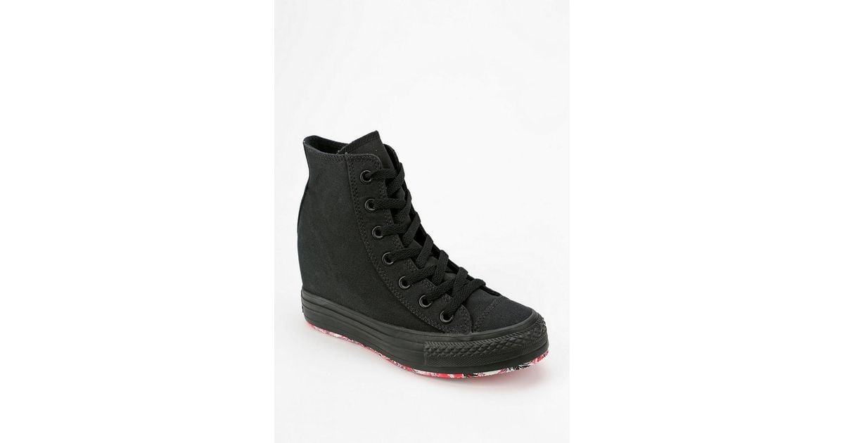 Converse Plus Contrast Sole Hidden Wedge Hightop Sneaker in Black | Lyst