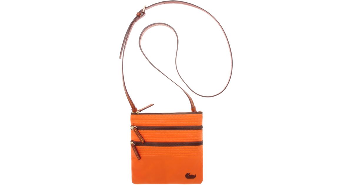 Dooney & Bourke Houston Astros Nylon Triple Zip Crossbody in Orange