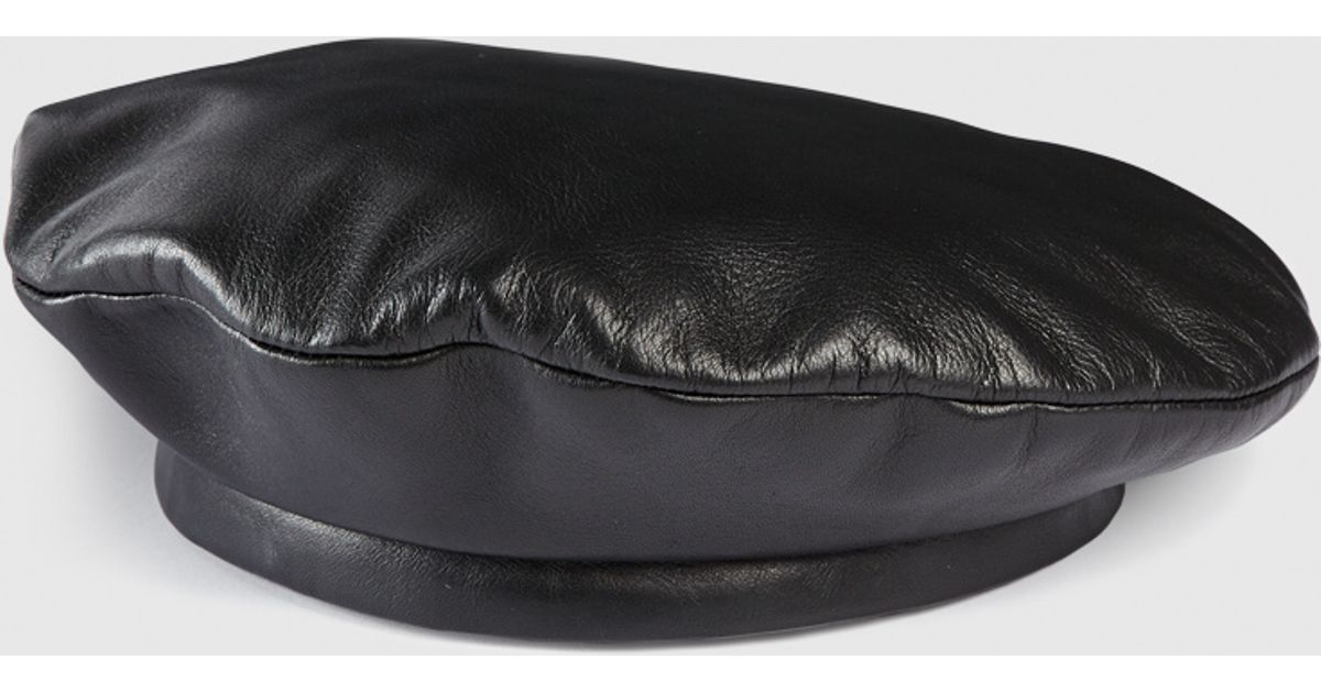 Gucci Leather Beret in Black - Lyst