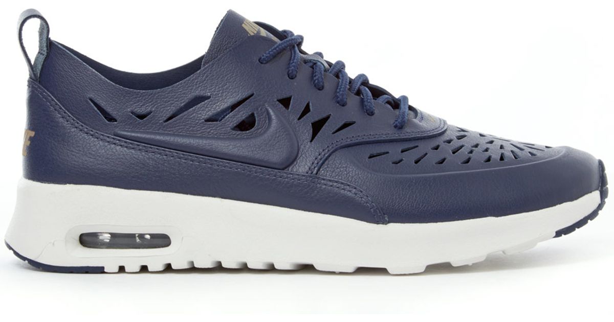 nike thea navy blue leather