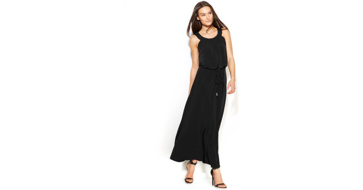 Calvin Klein Meshback Knit Maxi Dress in Black Lyst