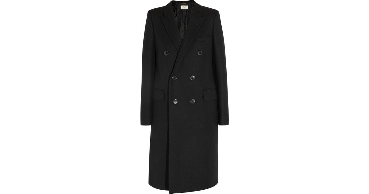 saint laurent double breasted wool coat