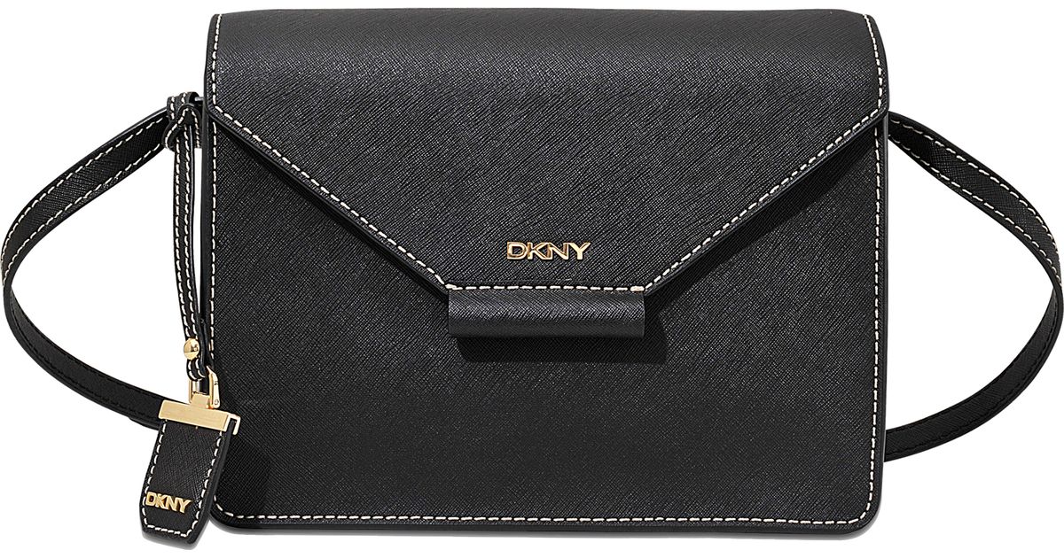 DKNY Leather Bryant Park Edge Flap Crossbody Bag in Black Lyst