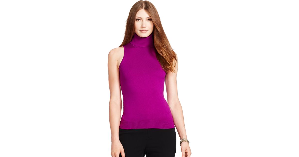 Ralph Lauren Silk Sleeveless Turtleneck in Purple Lyst