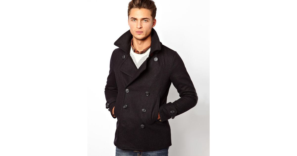 Commodity Slim Pea Coat Navy Gallery Men S Peacoats