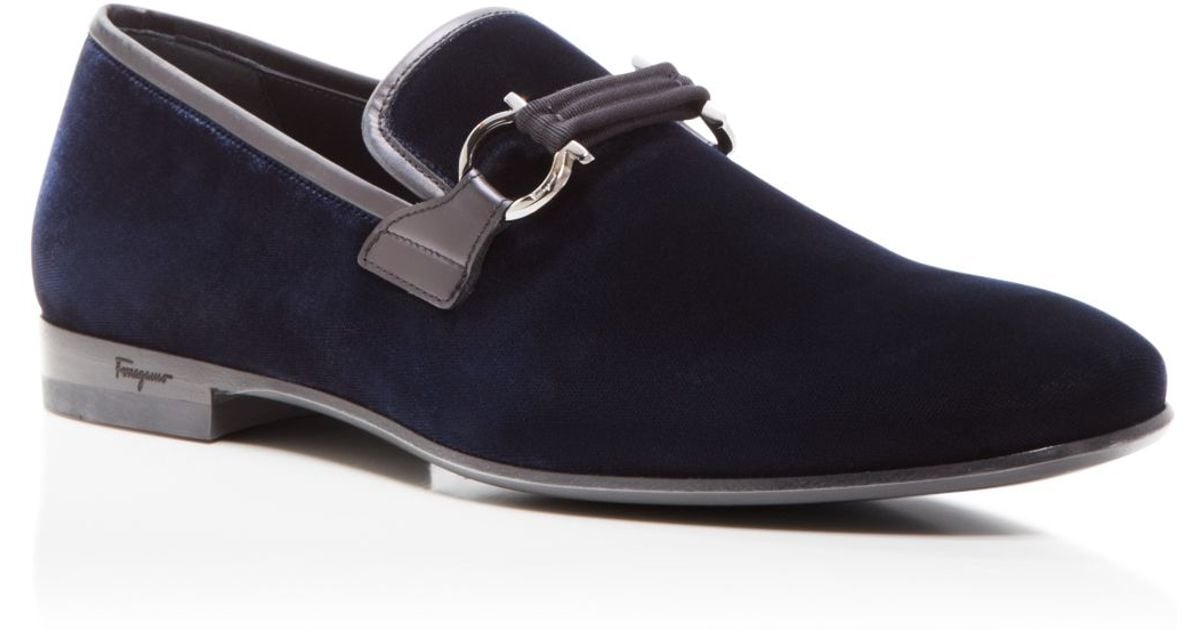 navy blue ferragamo loafers
