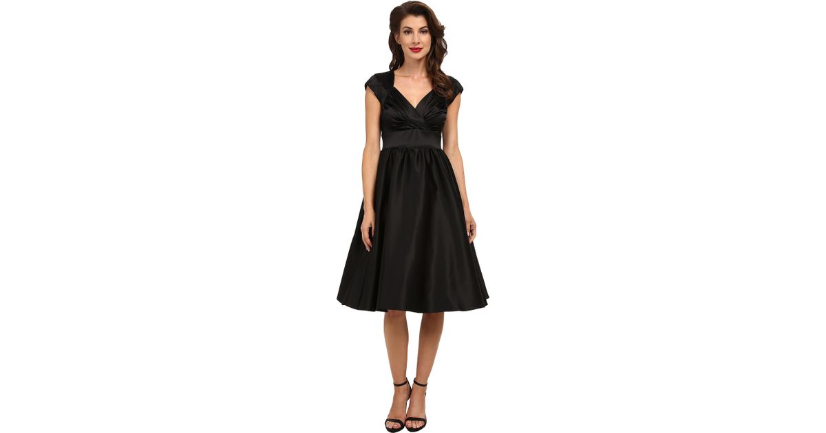 black satin swing dress