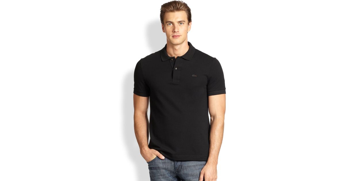 Lacoste Tonal Croc Polo in Black for Men | Lyst