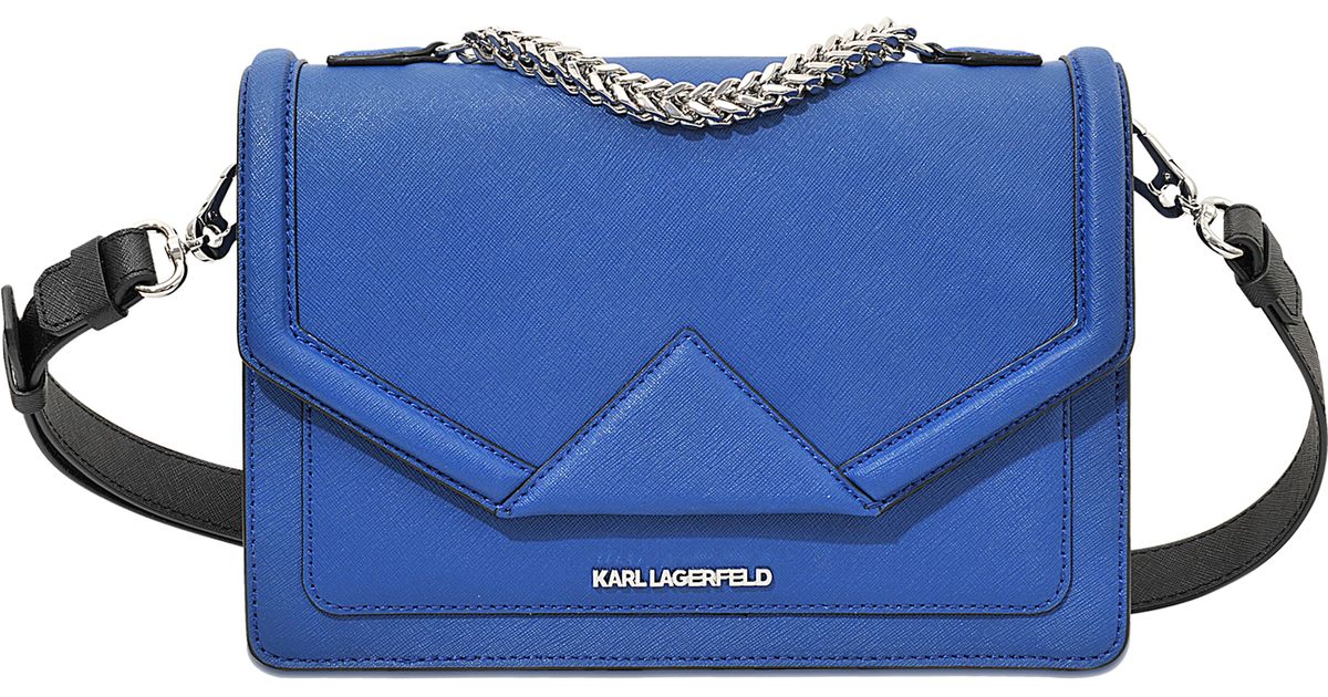 Karl Lagerfeld Leather Klassic Shoulder Bag in Blue - Lyst