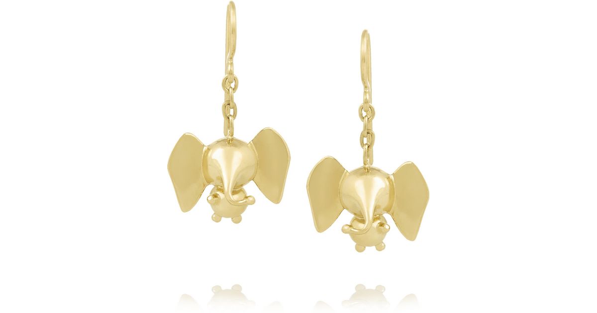 Lyst Natasha Zinko 18 Karat Gold Elephant Earrings In Metallic