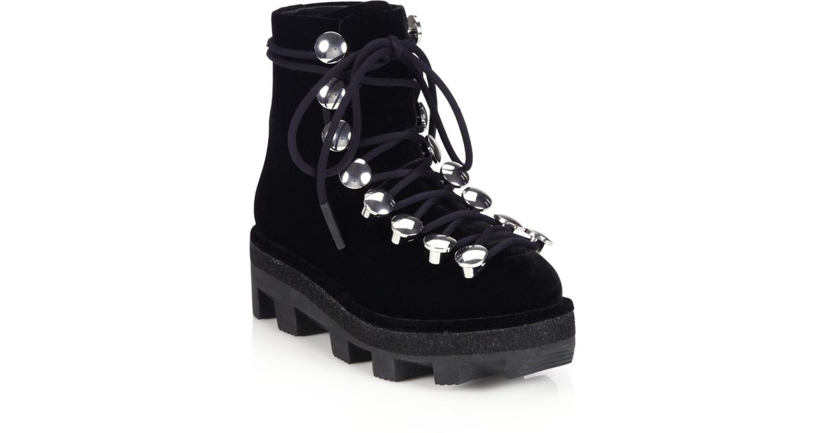 black velvet combat boots