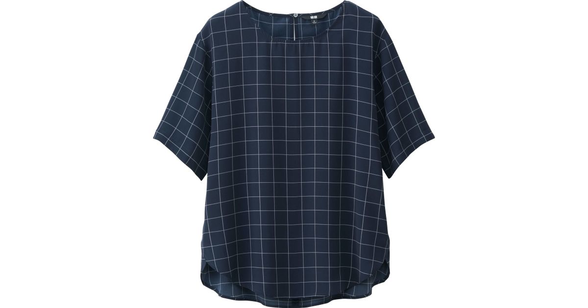 Uniqlo Women's Short Sleeve Satin Blouse in Blue (NAVY) - Save 34% | Lyst