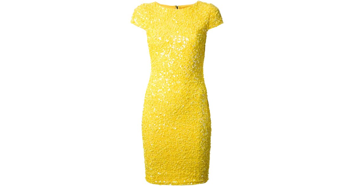 alice and olivia yellow sequin dress Alice and Olivia Yellow dress