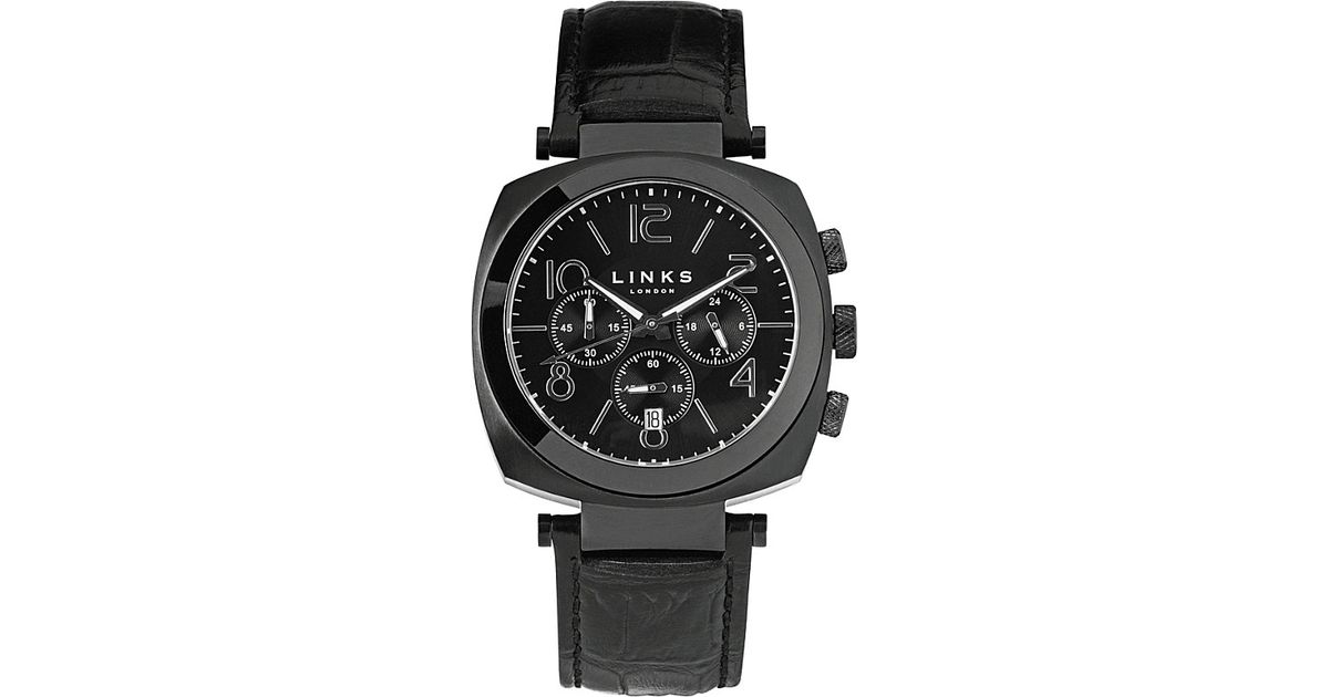 Links Of London Brompton Leather Strap Chronograph Watch In Black For Men Lyst Links Of London Brompton Leather Strap Chronograph Watch In Black For Men Lyst