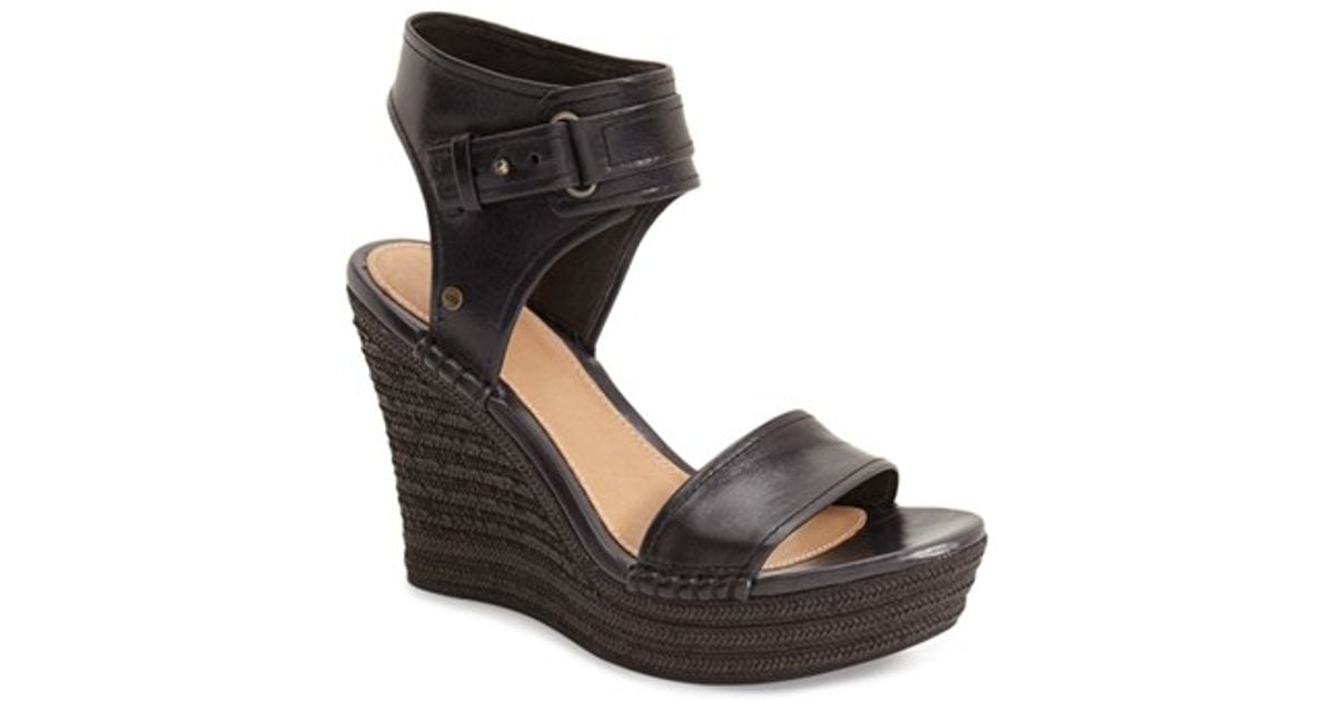 black ugg wedge sandals