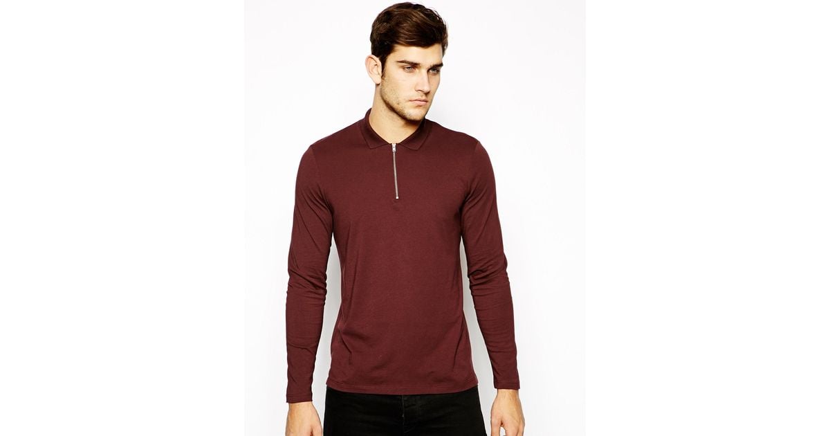 long sleeve zip polo
