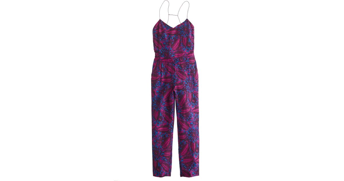 J.Crew Midnight Floral Silk Jumpsuit in Purple Lyst