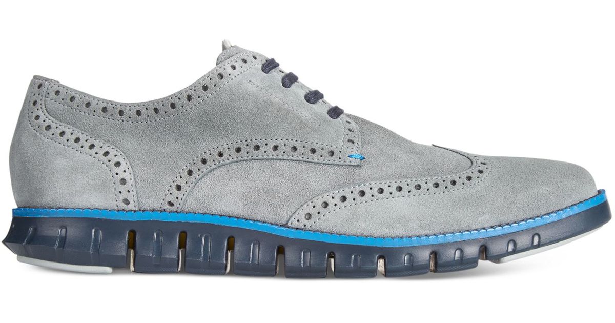 cole haan zerogrand stitchlite gray wingtip oxfords