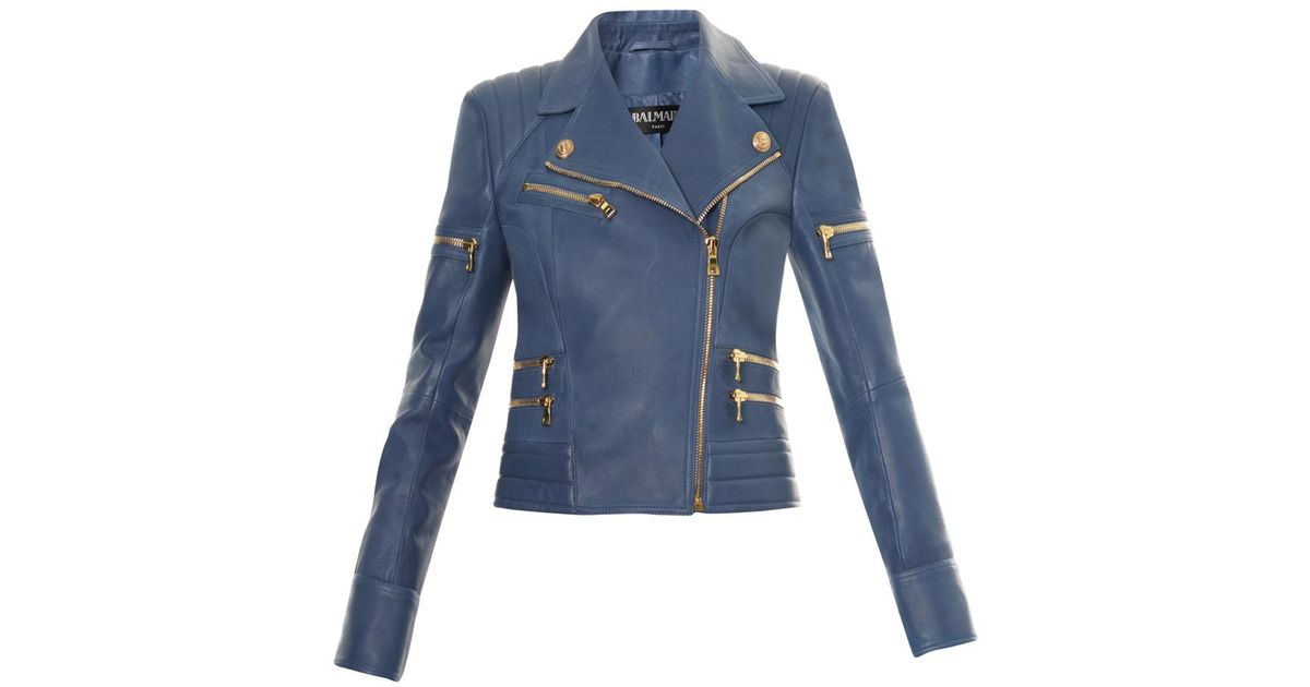 balmain leather biker jacket