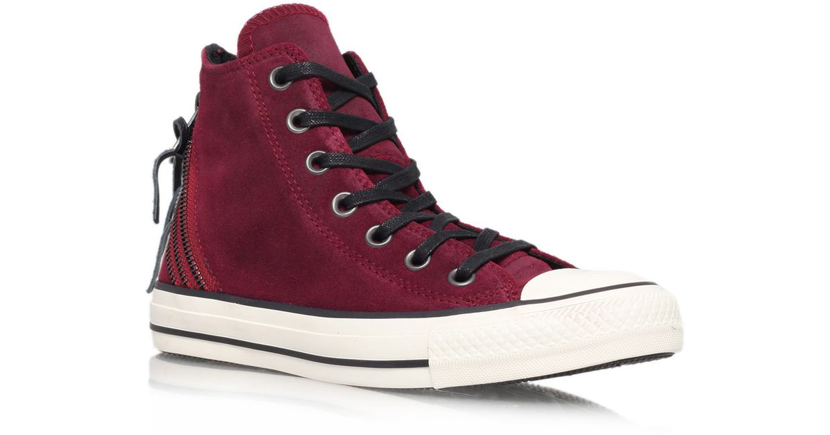 burgundy hi top converse