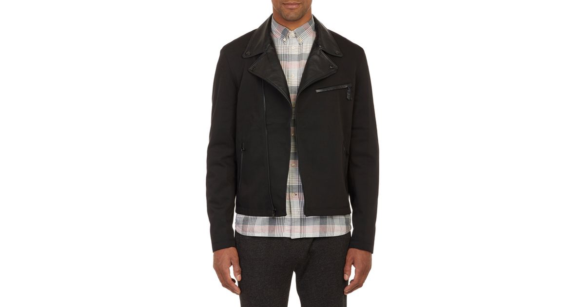 Todd Snyder Leather Trim Moto Jacket In Black For Men Lyst