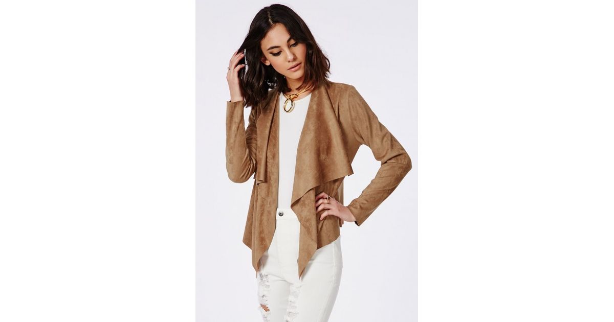 tan suede waterfall jacket