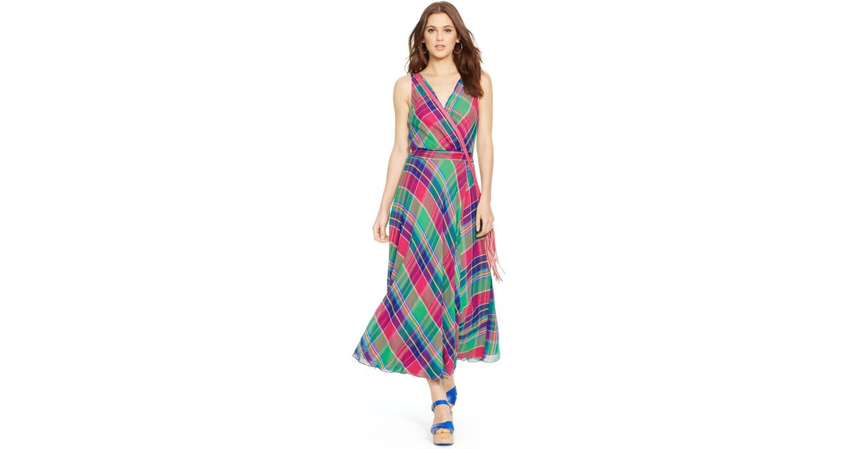 ralph lauren plaid maxi dress
