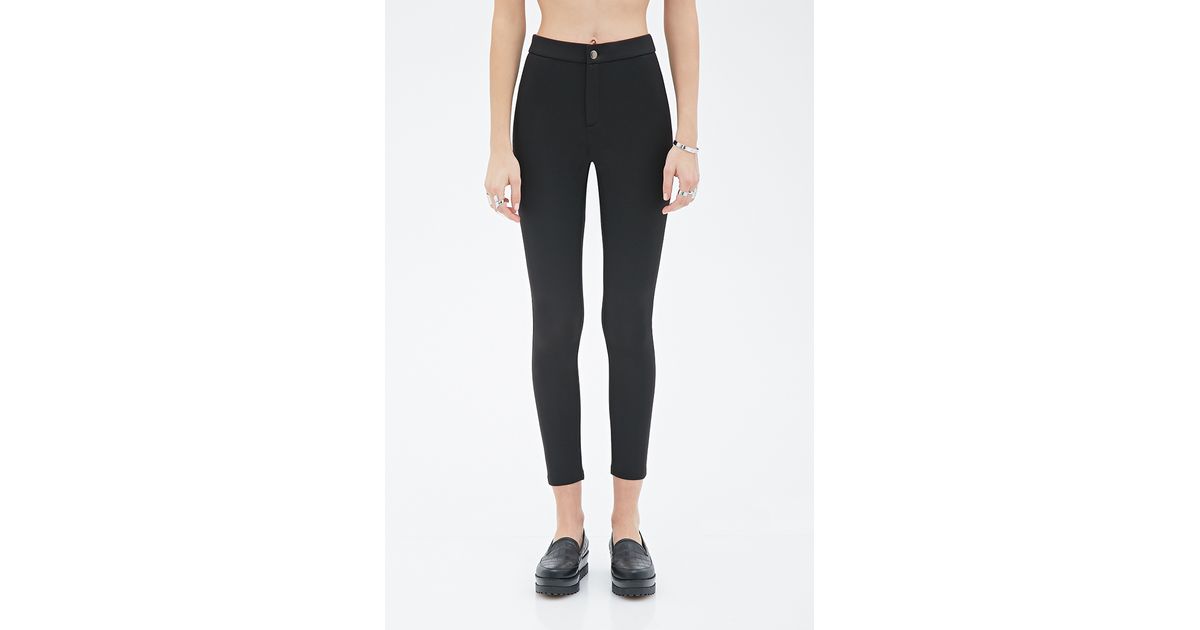 High-waisted Scuba Knit Pants in Black 