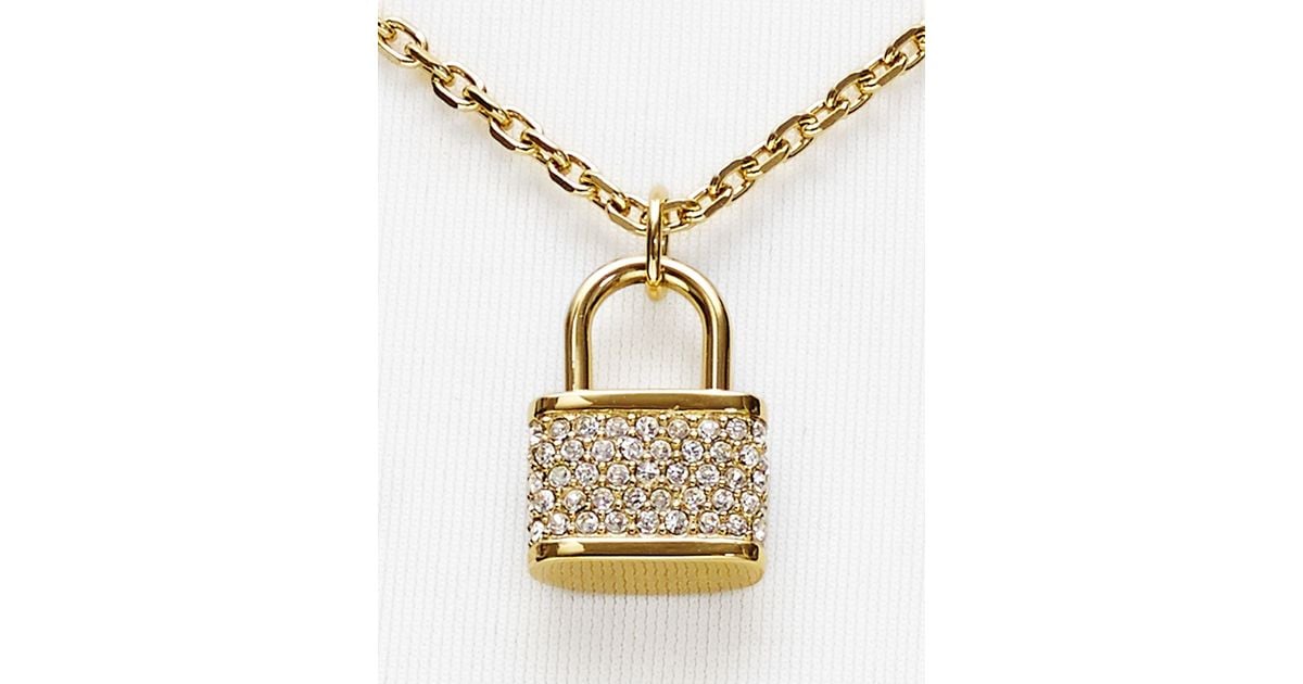 Michael Kors Padlock Charm Necklace, 16" in Metallic Lyst