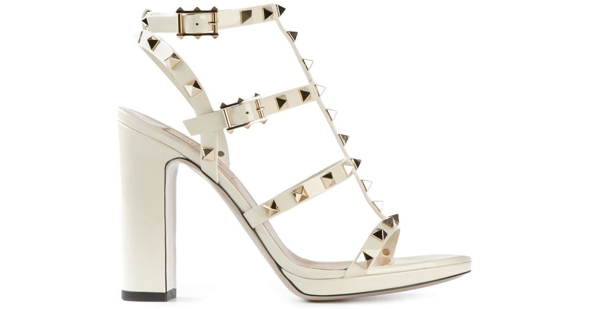 valentino white rockstud sandals